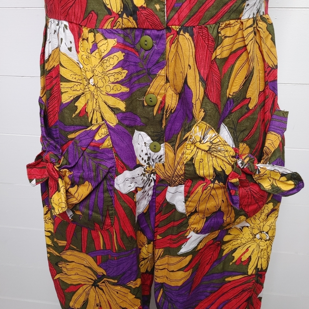 Vintage Bobbie Bee Tropical Cotton Jumpsuit Size 8 - Picture 4 of 14